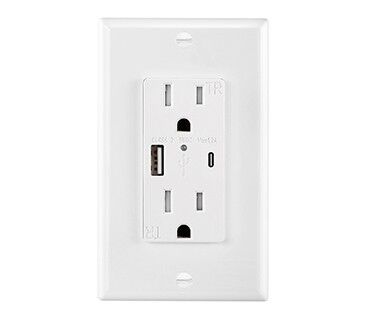 15A USB Wall Outlet with 5.0A Fast Charging, Tamper Resistant Design and IntelliChip Technology